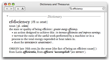 dictionary entry for efficiency